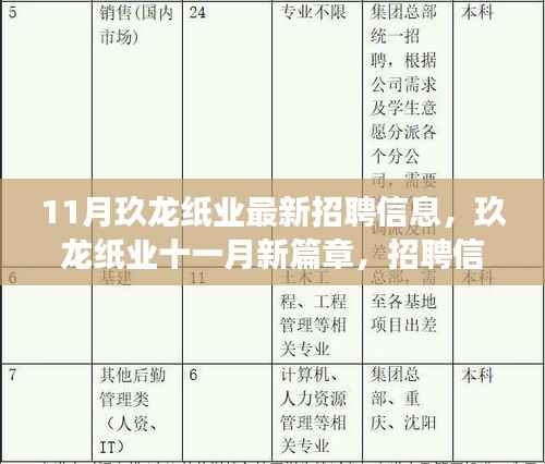 11月玖龙纸业最新招聘信息揭秘,展望纸业未来,新篇章背后的力量与期望