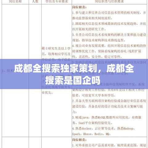 成都全搜索独家策划,成都全搜索是国企吗